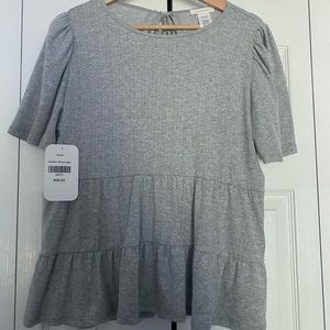 grey babydoll top with ties